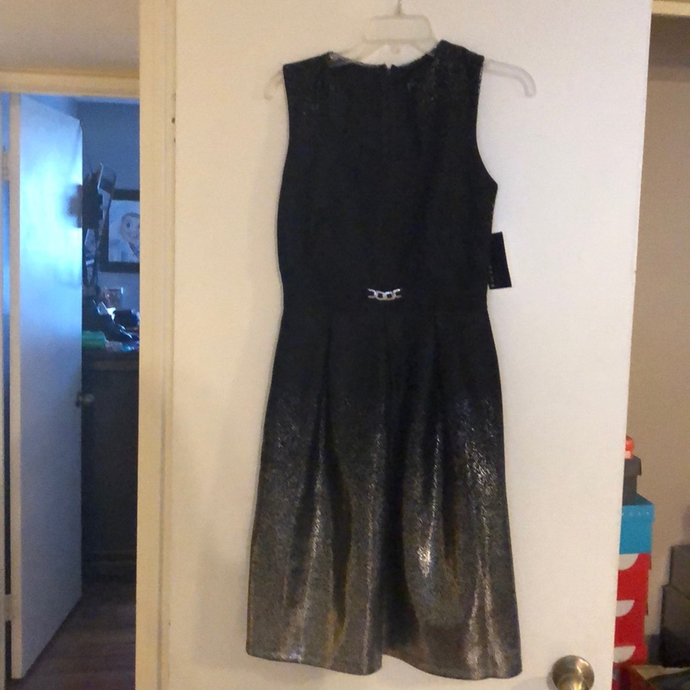 NWT Black and Silver Sleeveless Cocktail Dress